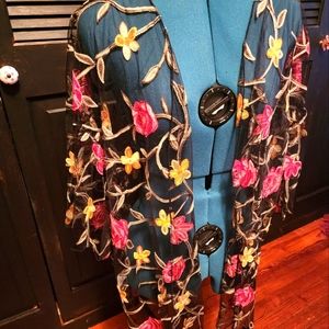 Floral Kimono Coverup Robe Blouse XL NEW